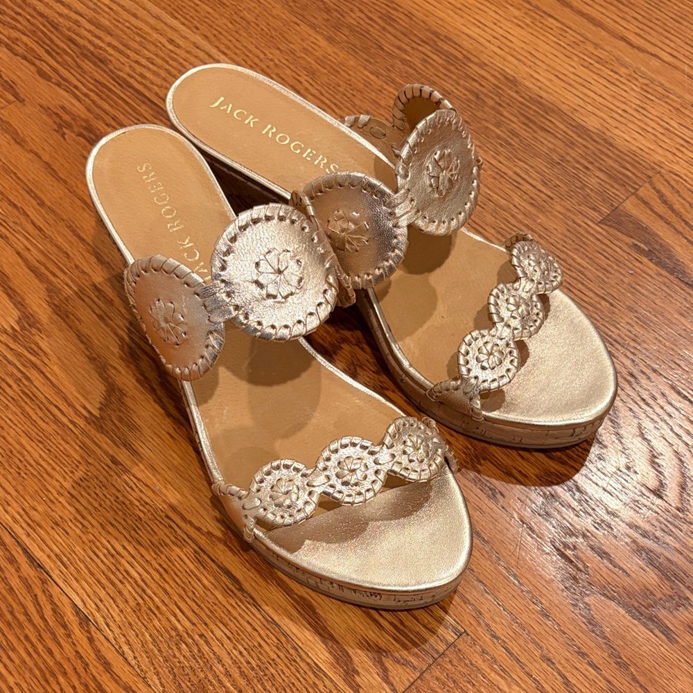 Jack Rogers Metallic cork wedge sandals